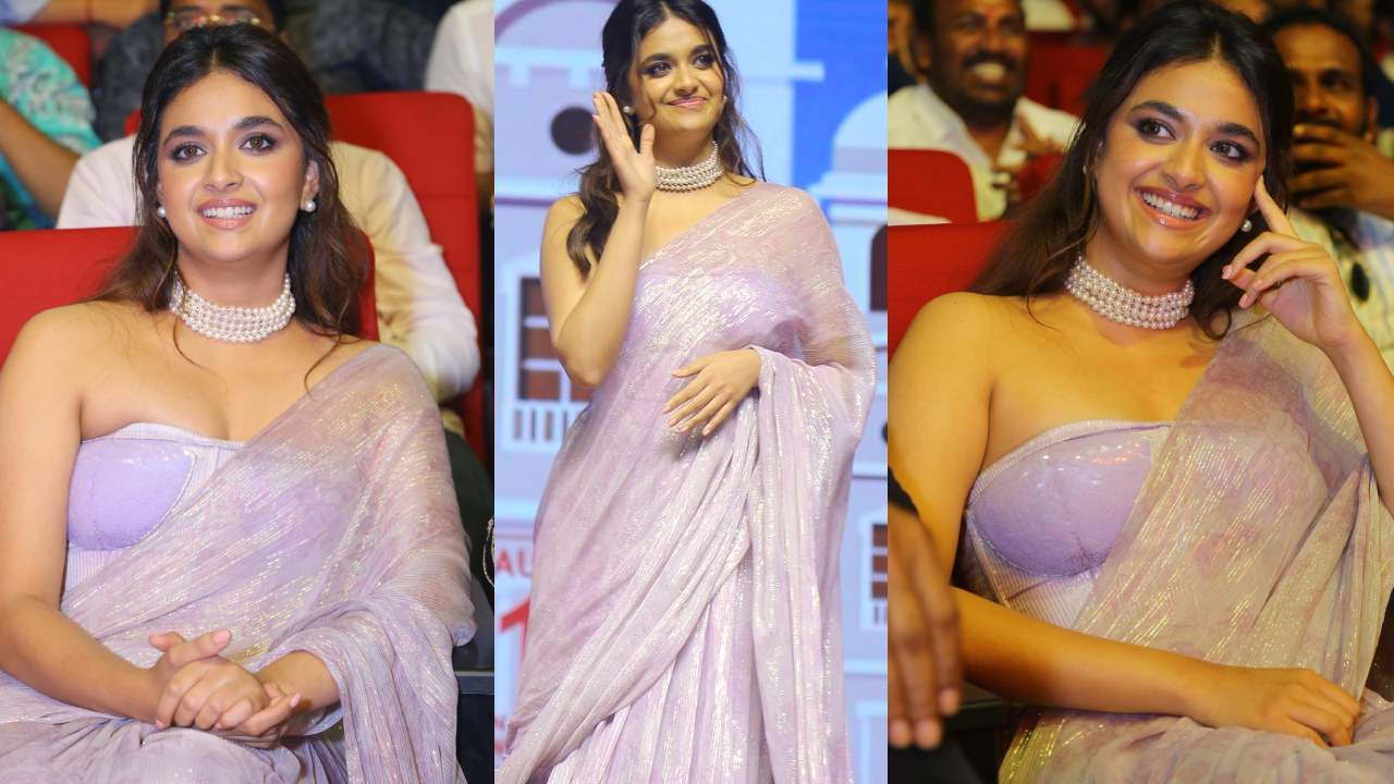 Keerthy Suresh : భోళా శంకర్ ప్రీ రిలీజ్ ఈవెంట్ లో కీర్తి సురేష్ కవ్వింపులు..