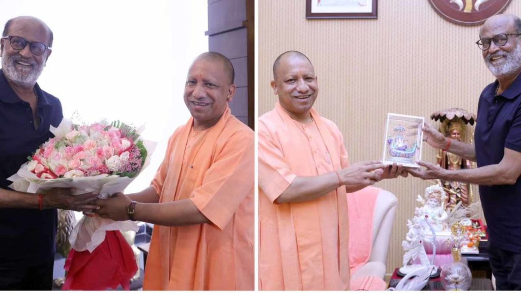 Rajinikanth Meet UP CM Yogi Adityanath and touch his Feet Photos and Videos goes viral 