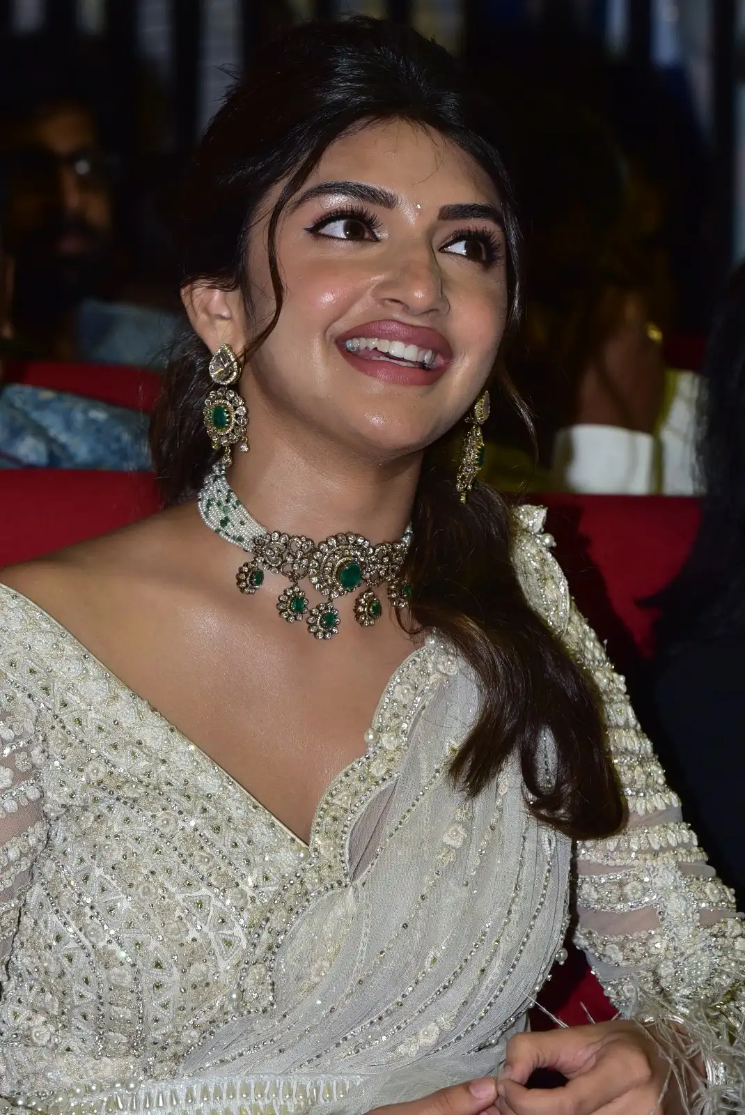 sreeleela Shines in Saree at Skanda Movie Pre Release Event