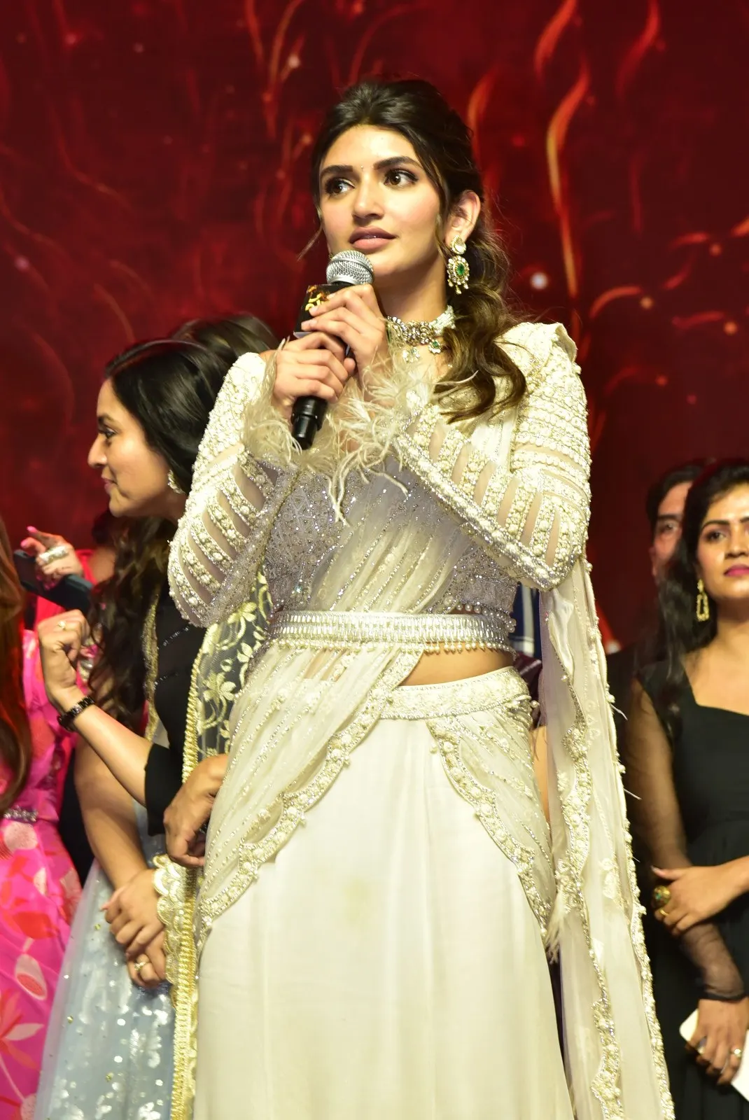 sreeleela Shines in Saree at Skanda Movie Pre Release Event