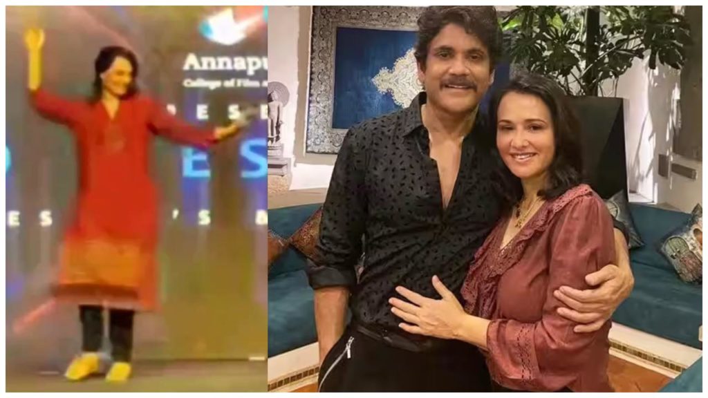 Amala dance for Nagarjuna song at annapurna film college fest