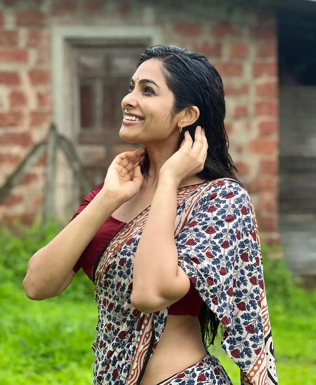 Divi Vadthya Enjoying Nature with Saree Wear  