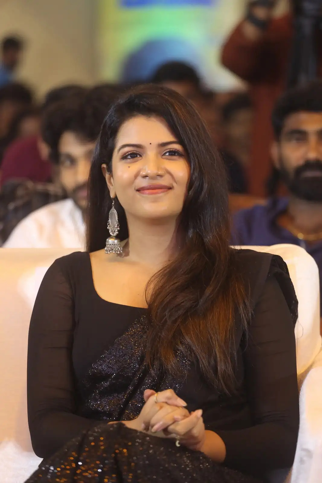 Goldie Nissy Shines in Black Saree at Changure Bangaru Raja Pre Release event