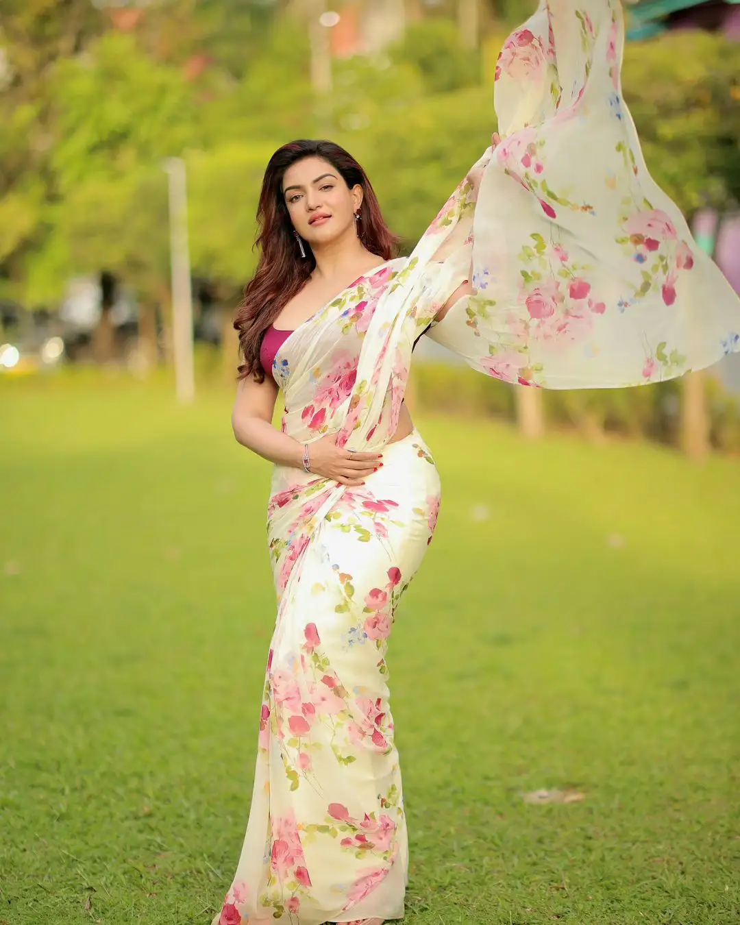 Honey Rose Cute Looks in Saree