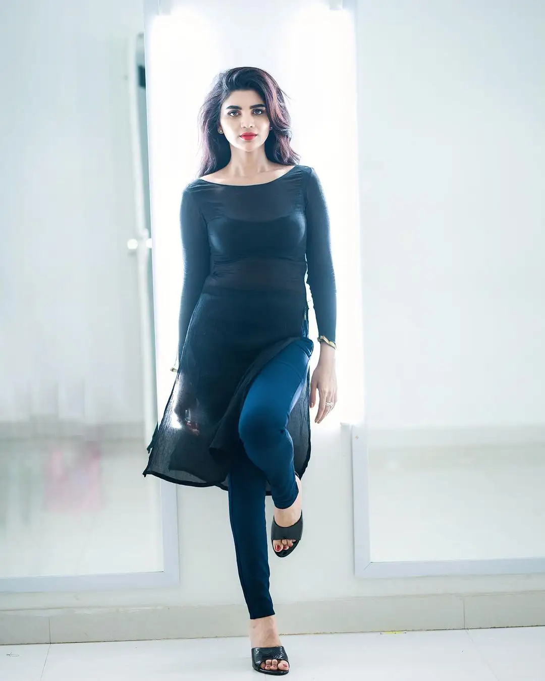 Jabardasth Varsha Stunning Looks in Black Top 
