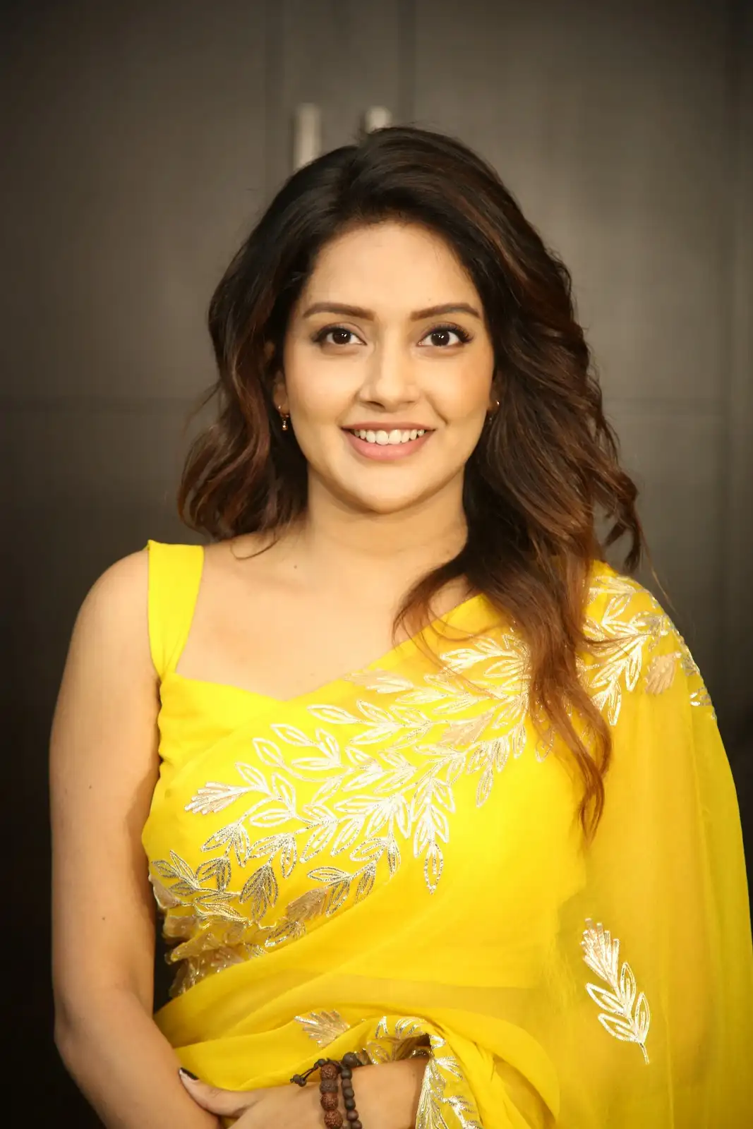 Mahima Nambiar Cute Looks in Yellow Saree at Chandramukhi 2 Press Meet