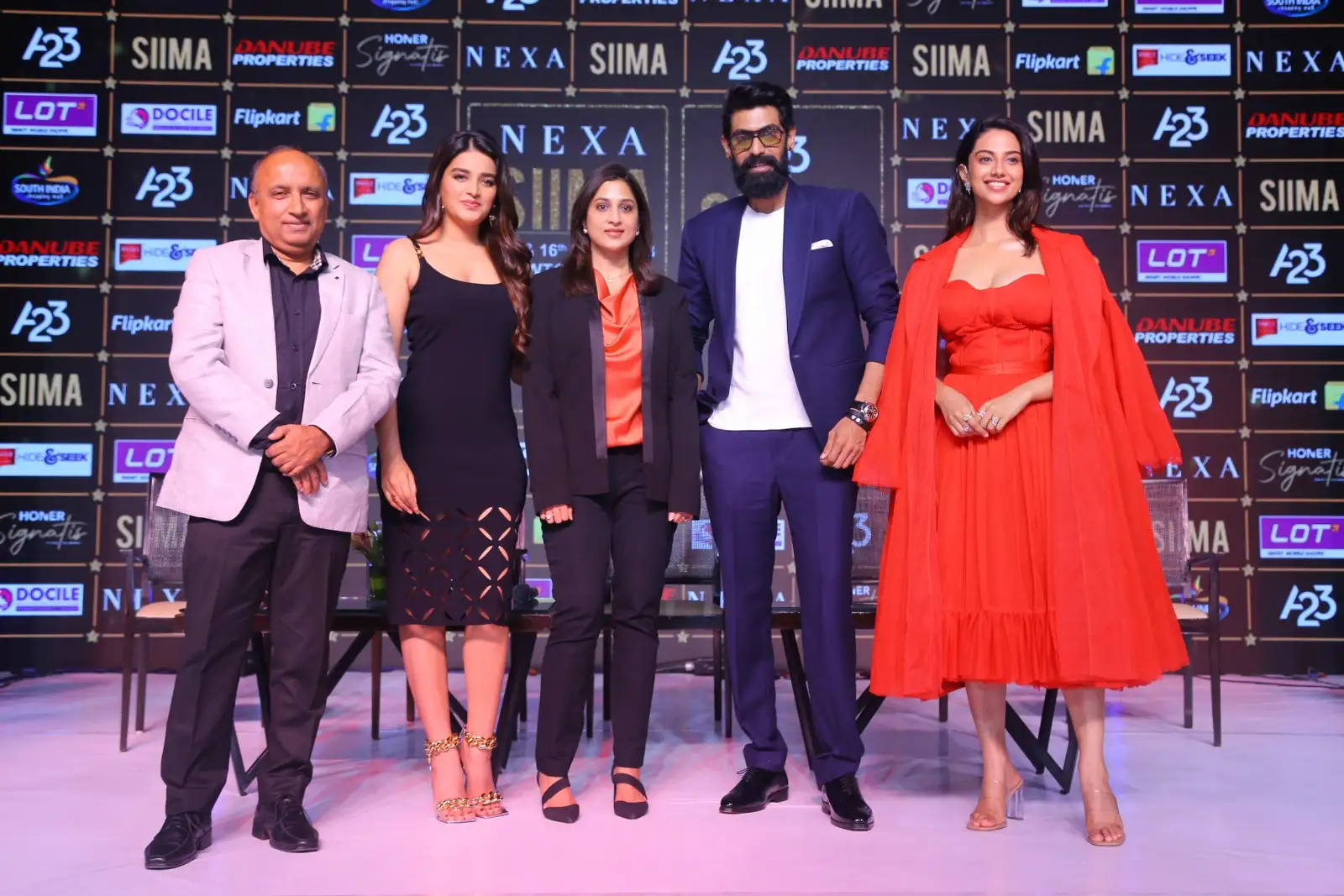 Meenakshi Chaudhary Nidhhi Agerwal Rana Daggubati photos at SIIMA 2023 press meet