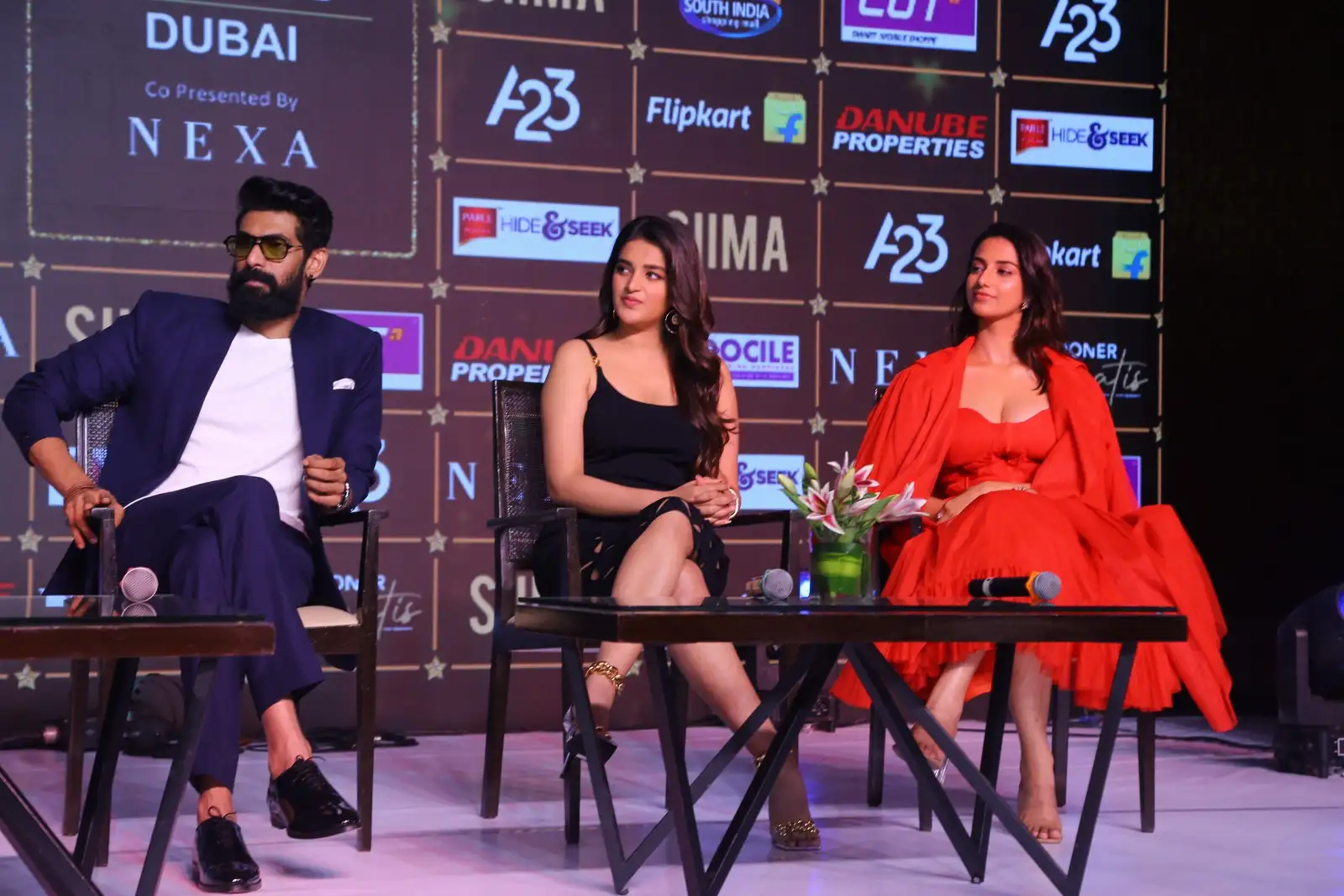 Meenakshi Chaudhary Nidhhi Agerwal Rana Daggubati photos at SIIMA 2023 press meet