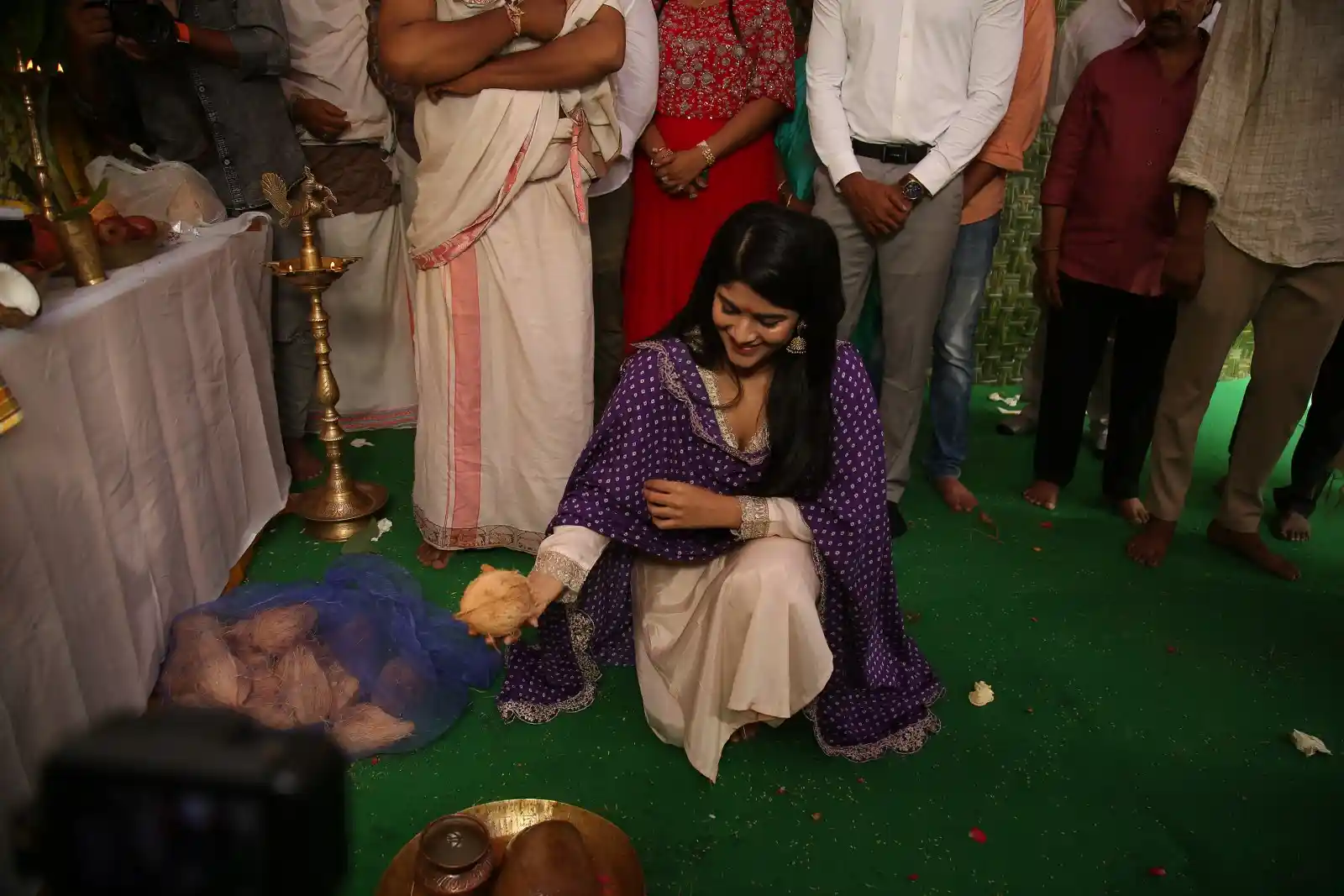 Megha Akash Photos at sahakutumba naam movie opening event