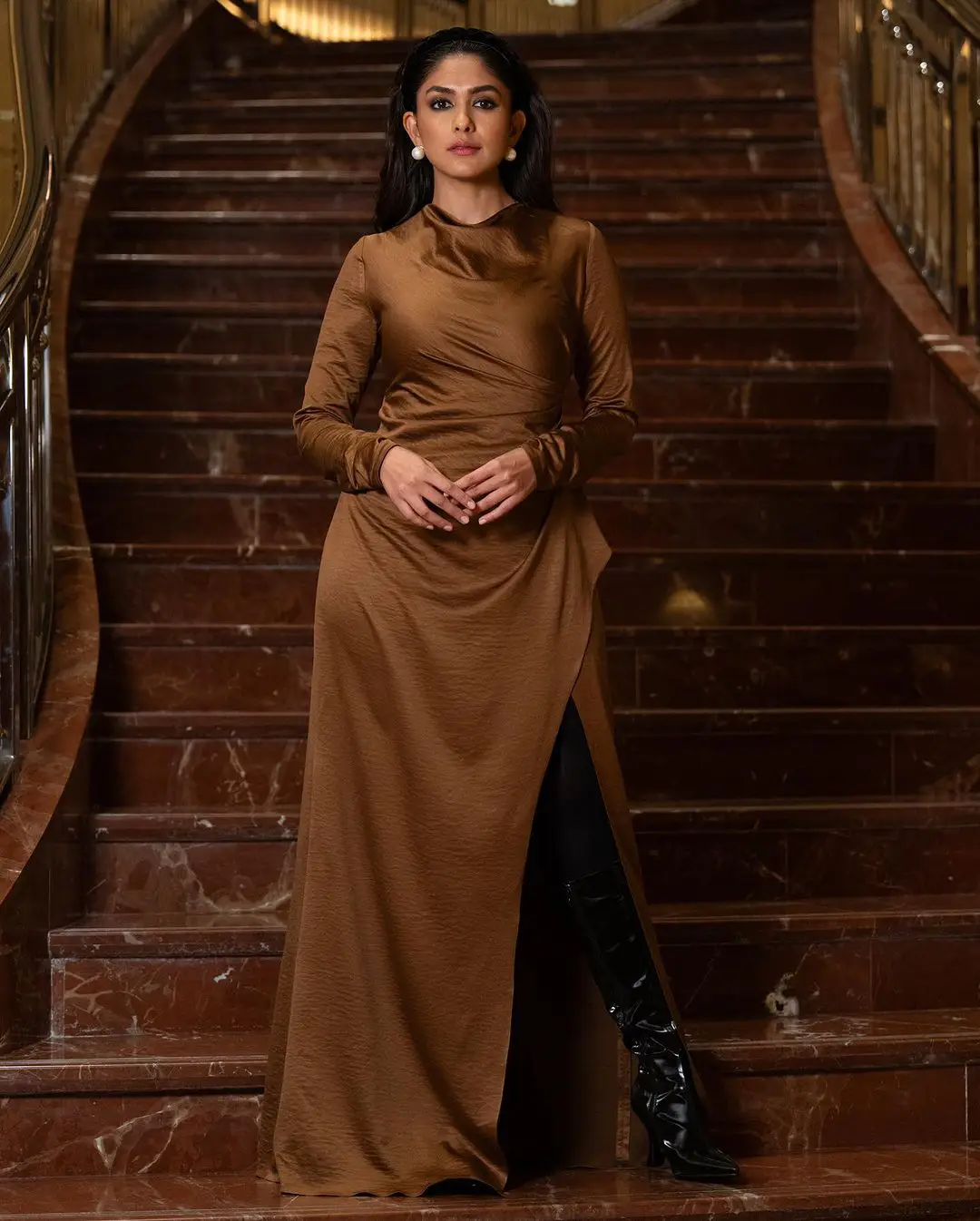 Mrunal Thakur shines in Chocolate Dress