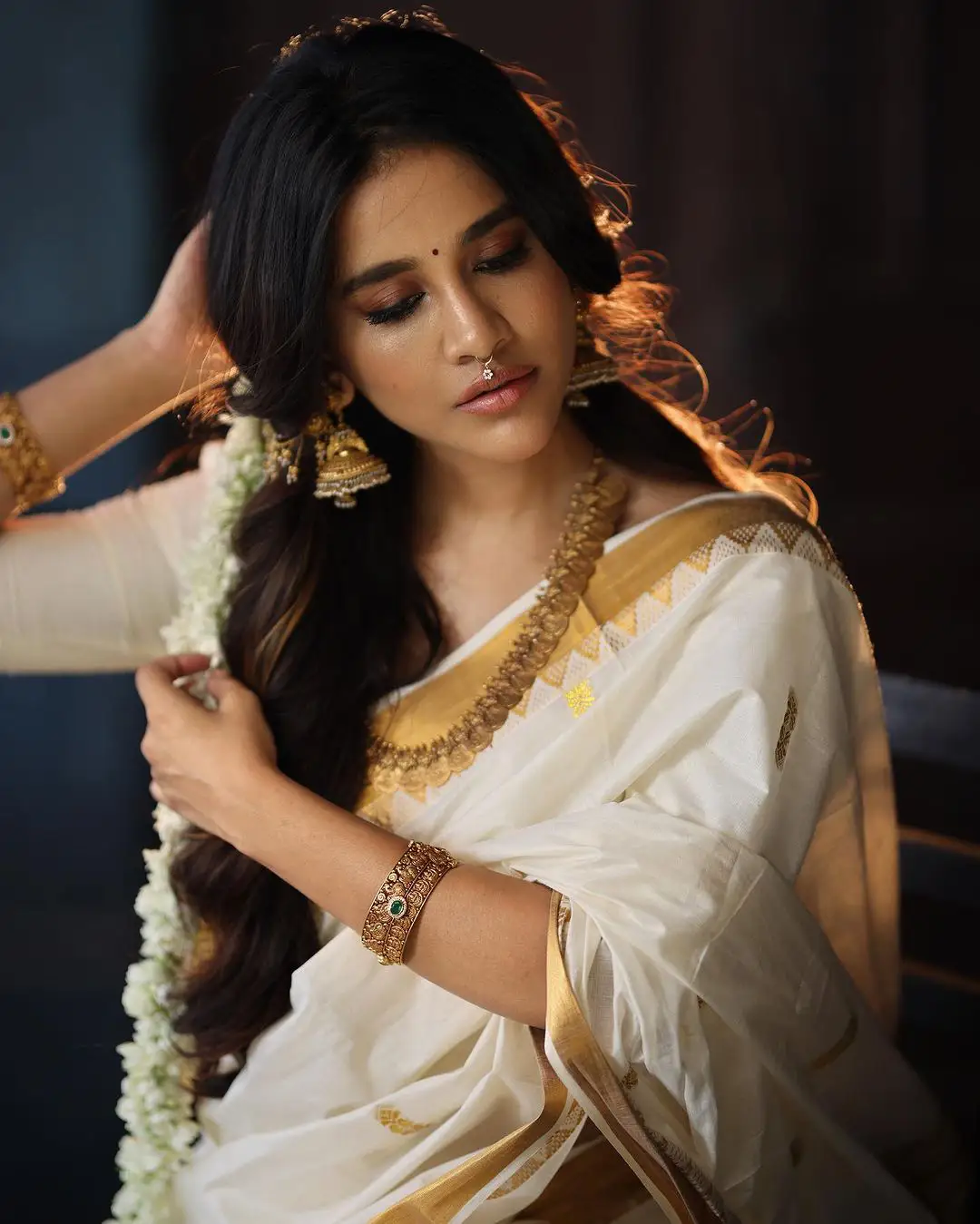 Nabha Natesh Shines in Saree Onam Festival Special Photo Shoot