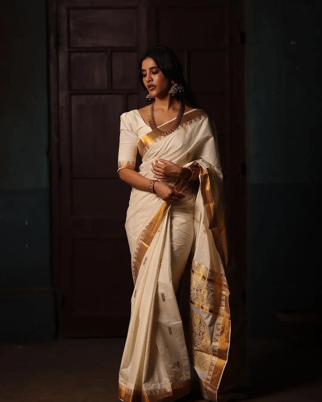 Nabha Natesh Shines in Saree Onam Festival Special Photo Shoot