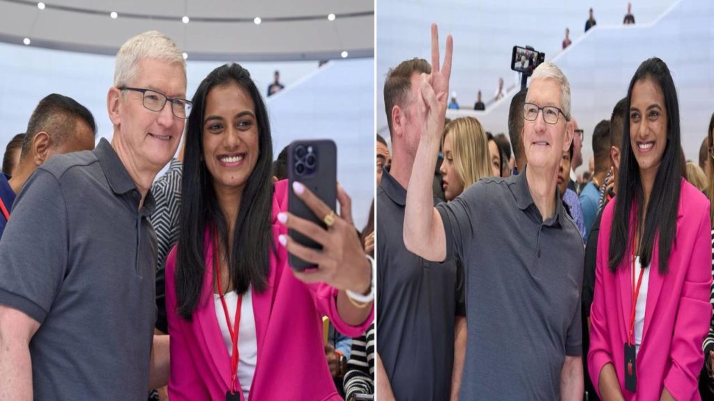Sindhu selfie with Tim Cook