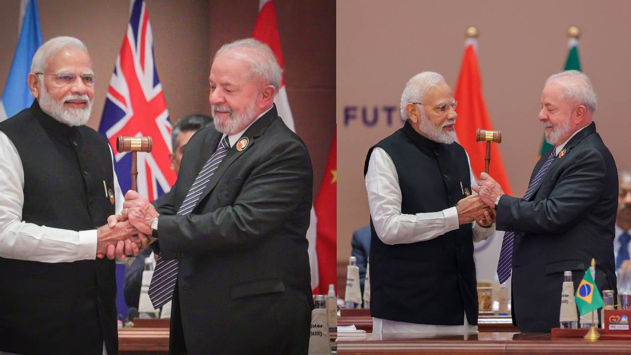 G20 Summit 2023: జీ20 గావెల్ను బ్రెజిల్ అధ్యక్షుడికి అందించిన మోదీ G20 Summit 2023: జీ20 గావెల్ను బ్రెజిల్ అధ్యక్షుడికి అందించిన మోదీ