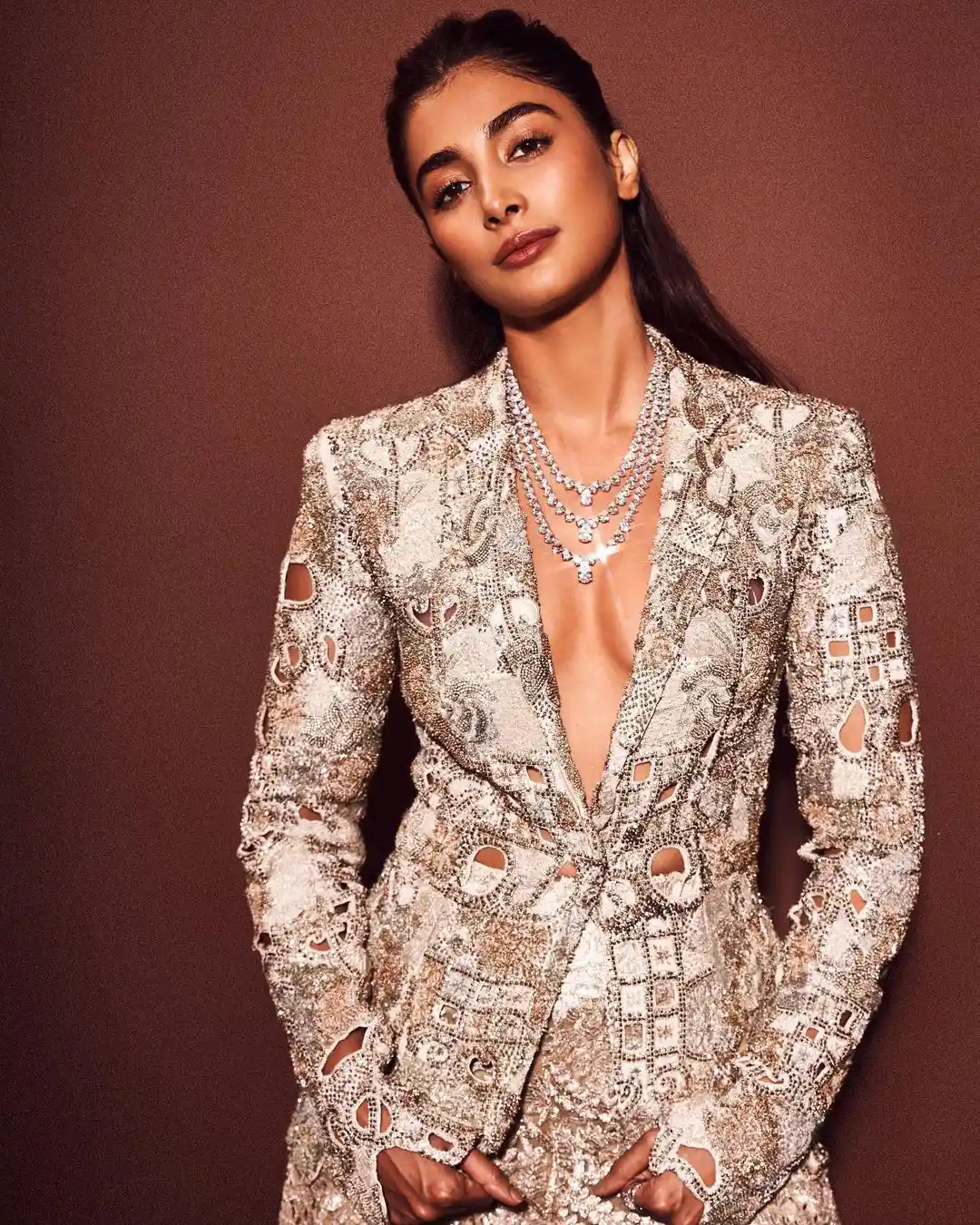 Pooja Hegde Photos in Stylish Shirt at Award Event