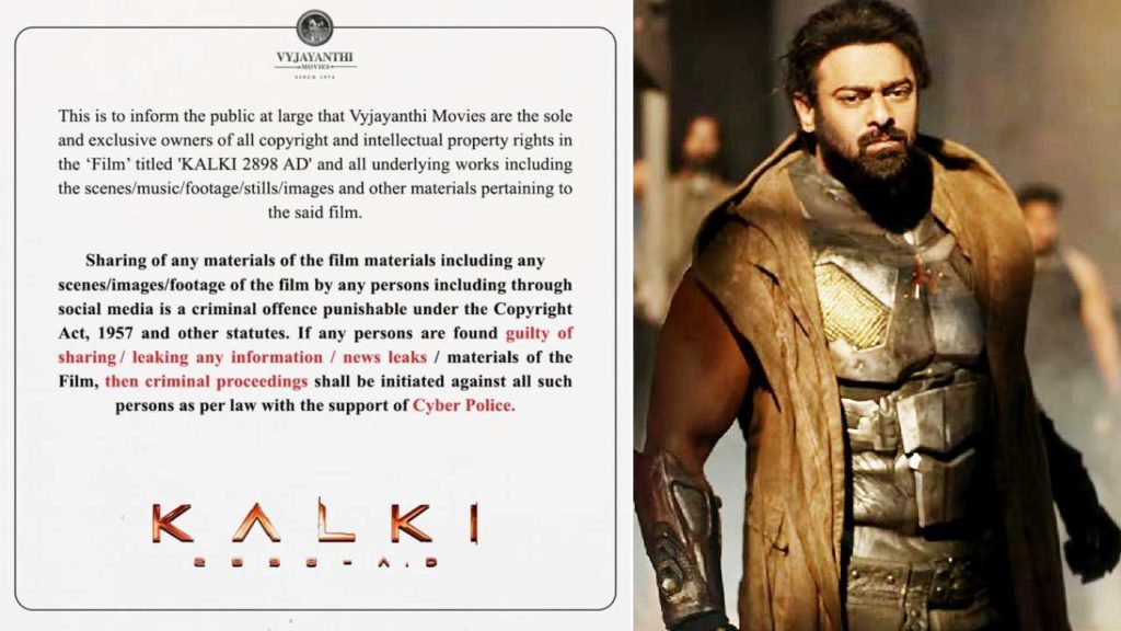 Prabhas Kalki 2898 AD makers release warning note to leakers