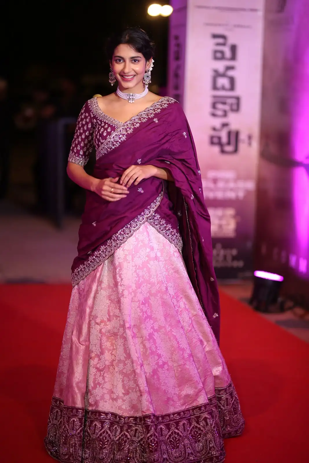 Pragati Srivastava Stunning Looks in Half Saree at Peddha Kapu 1 Movie Pre Release Event