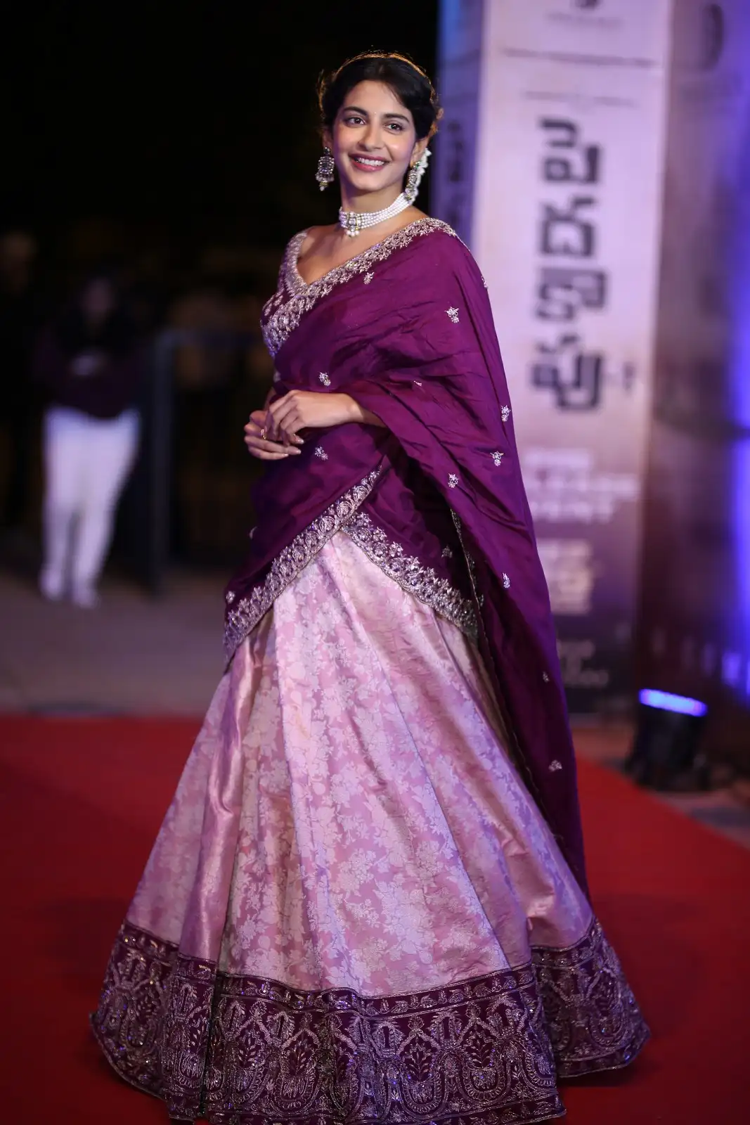 Pragati Srivastava Stunning Looks in Half Saree at Peddha Kapu 1 Movie Pre Release Event