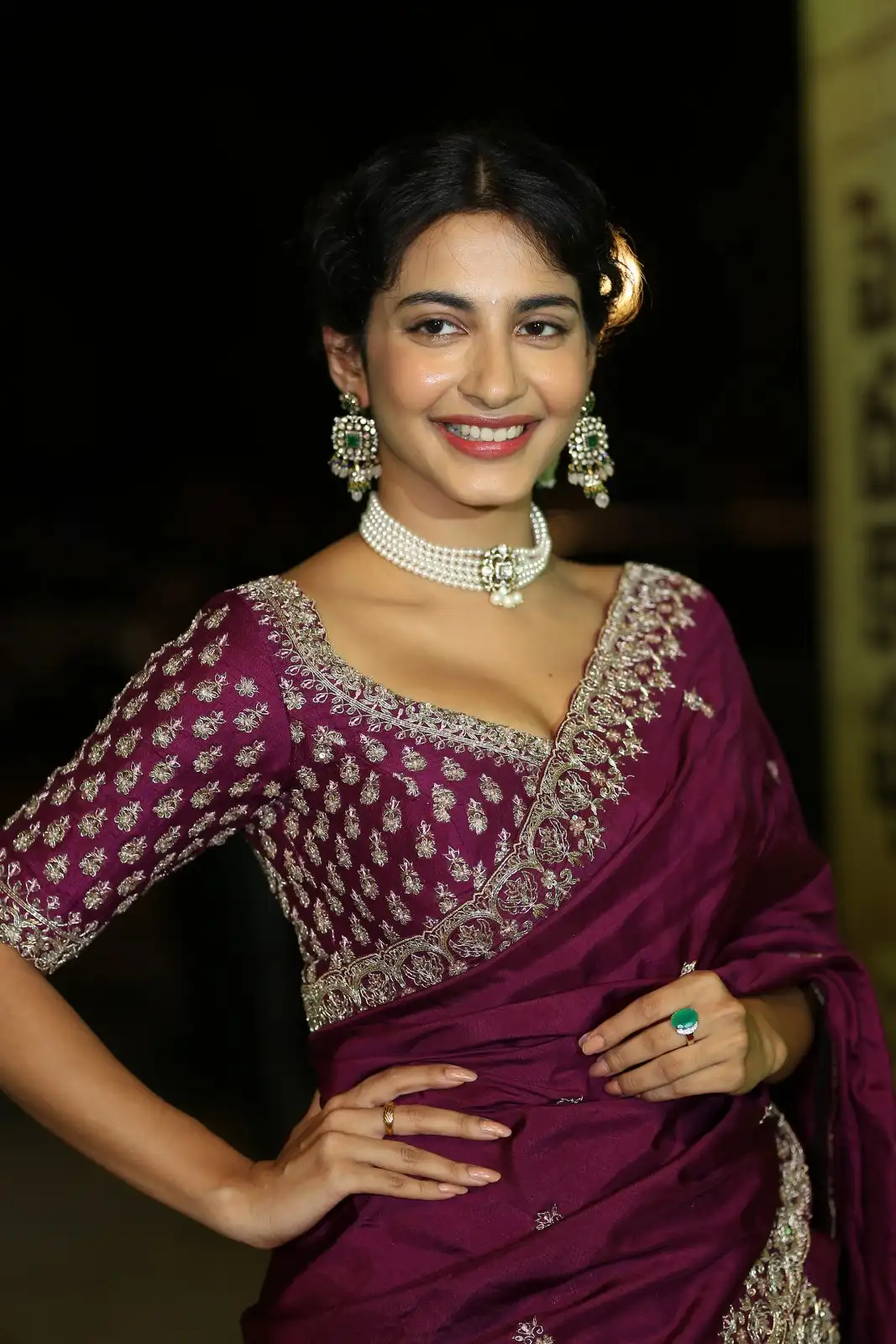 Pragati Srivastava Stunning Looks in Half Saree at Peddha Kapu 1 Movie Pre Release Event
