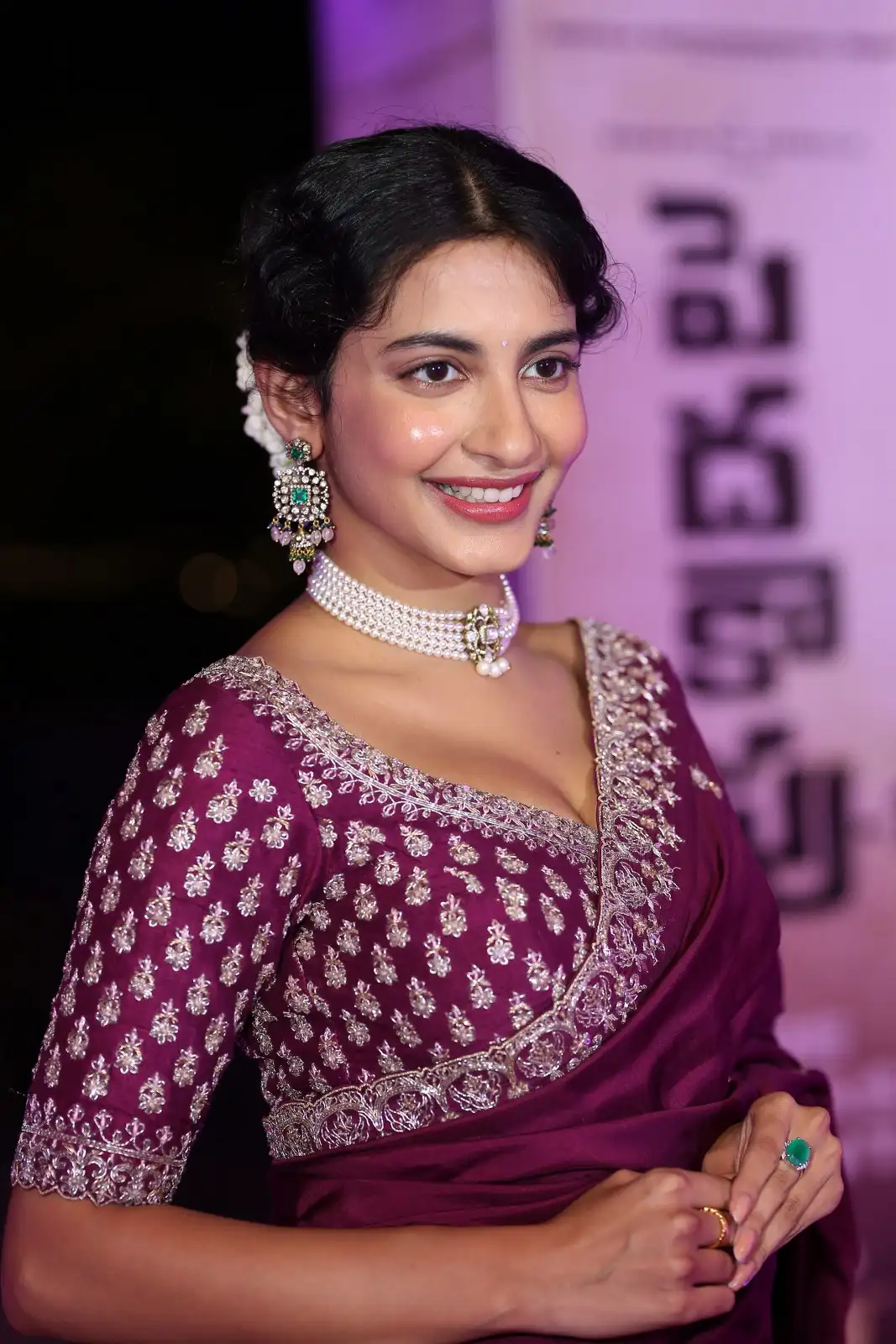 Pragati Srivastava Stunning Looks in Half Saree at Peddha Kapu 1 Movie Pre Release Event