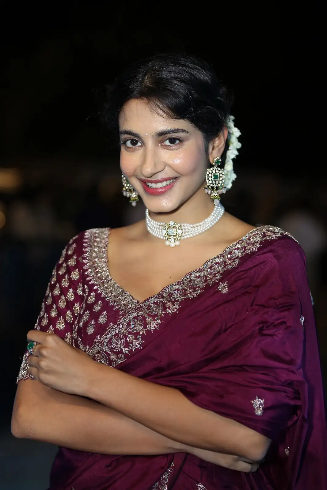 Pragati Srivastava Stunning Looks in Half Saree at Peddha Kapu 1 Movie Pre Release Event