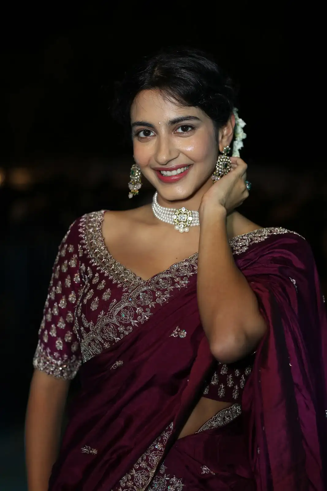 Pragati Srivastava Stunning Looks in Half Saree at Peddha Kapu 1 Movie Pre Release Event