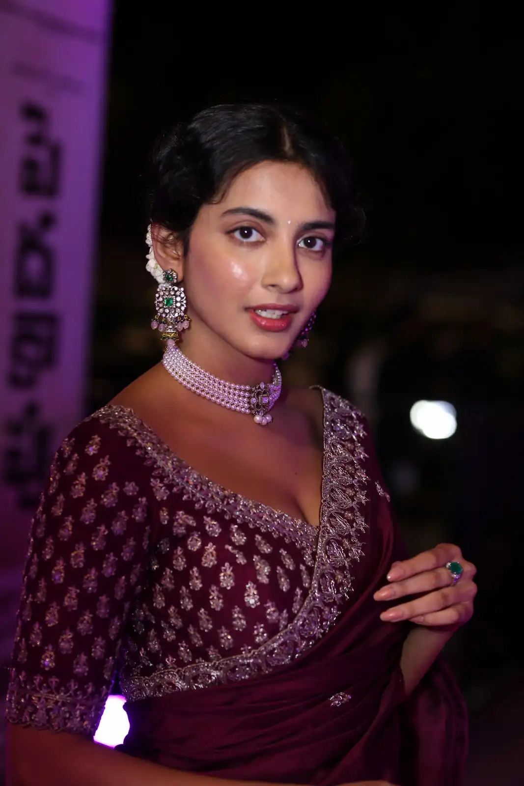 Pragati Srivastava Stunning Looks in Half Saree at Peddha Kapu 1 Movie Pre Release Event