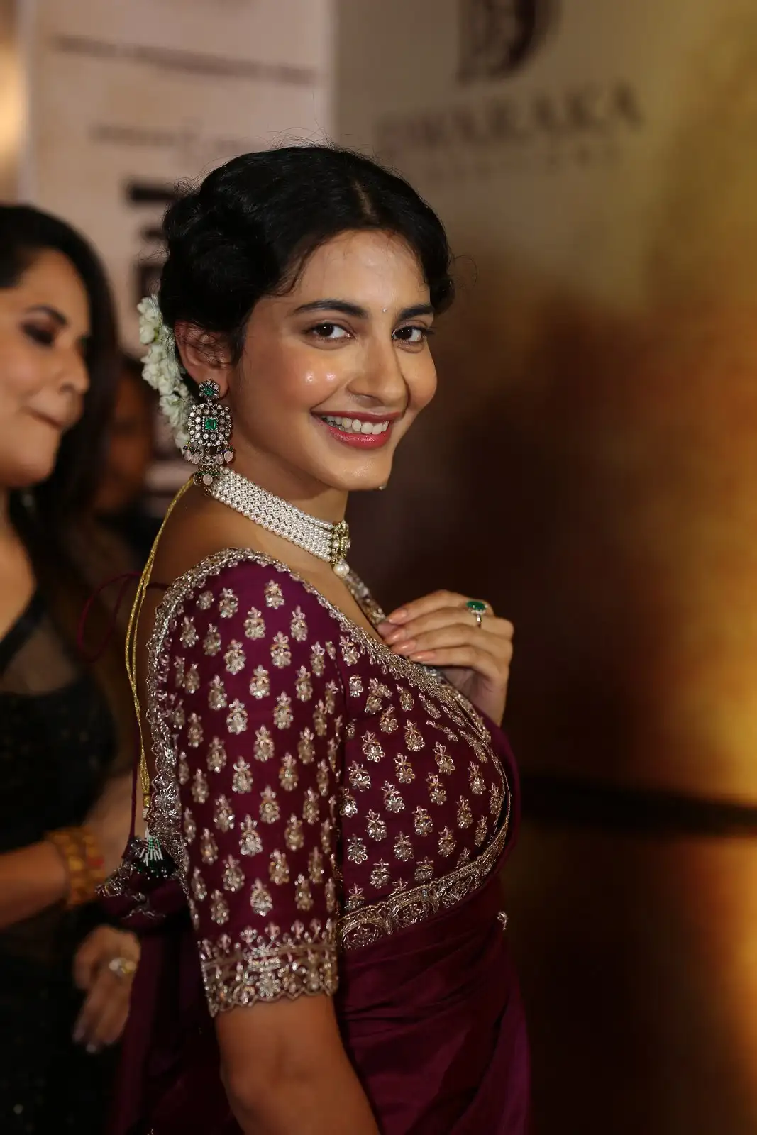 Pragati Srivastava Stunning Looks in Half Saree at Peddha Kapu 1 Movie Pre Release Event