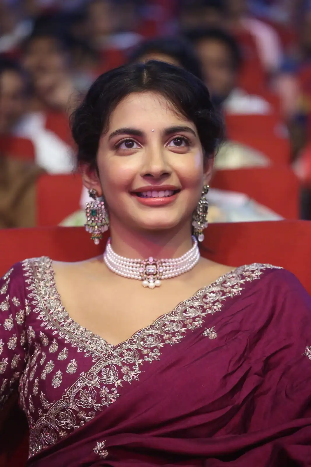 Pragati Srivastava Stunning Looks in Half Saree at Peddha Kapu 1 Movie Pre Release Event