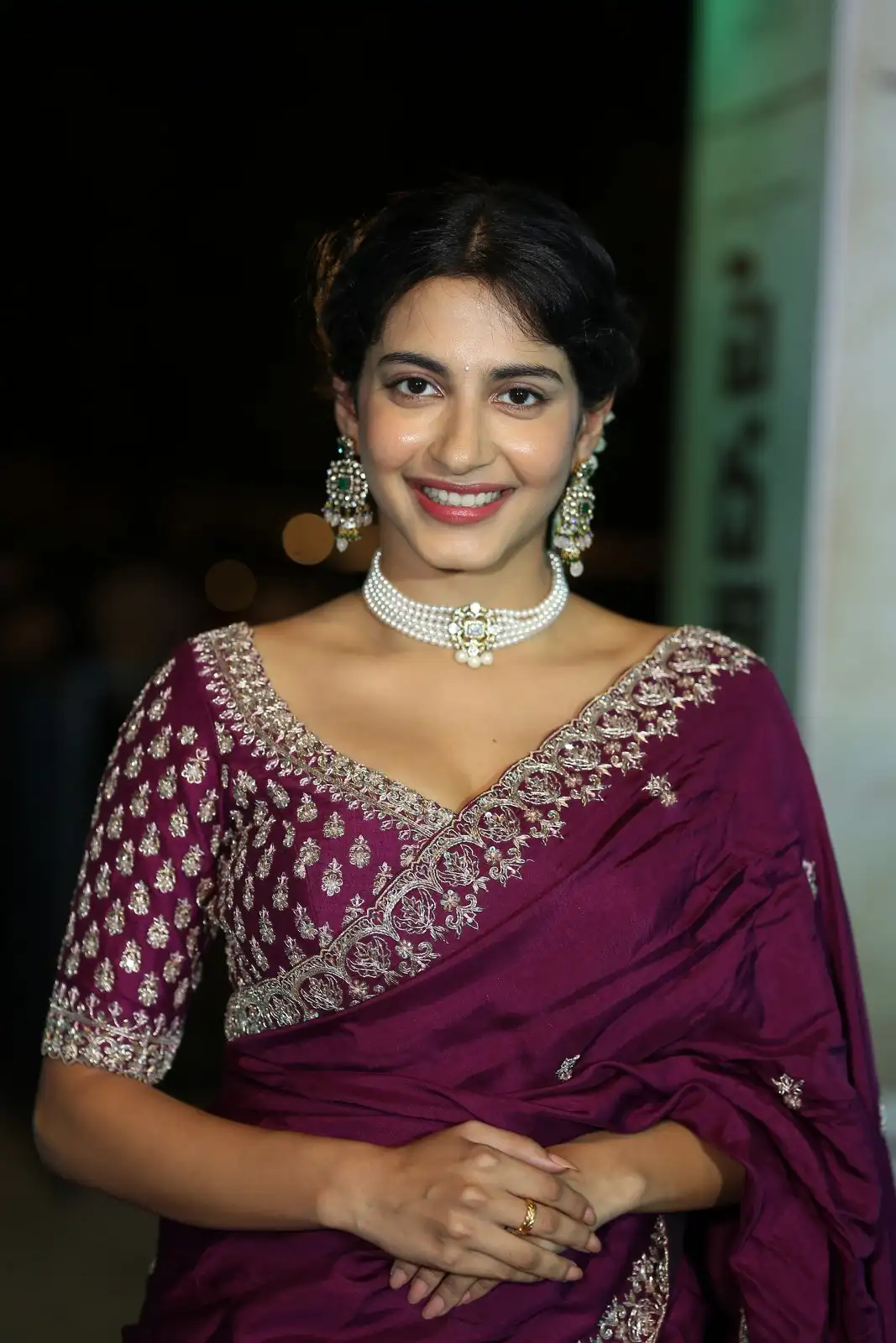 Pragati Srivastava Stunning Looks in Half Saree at Peddha Kapu 1 Movie Pre Release Event