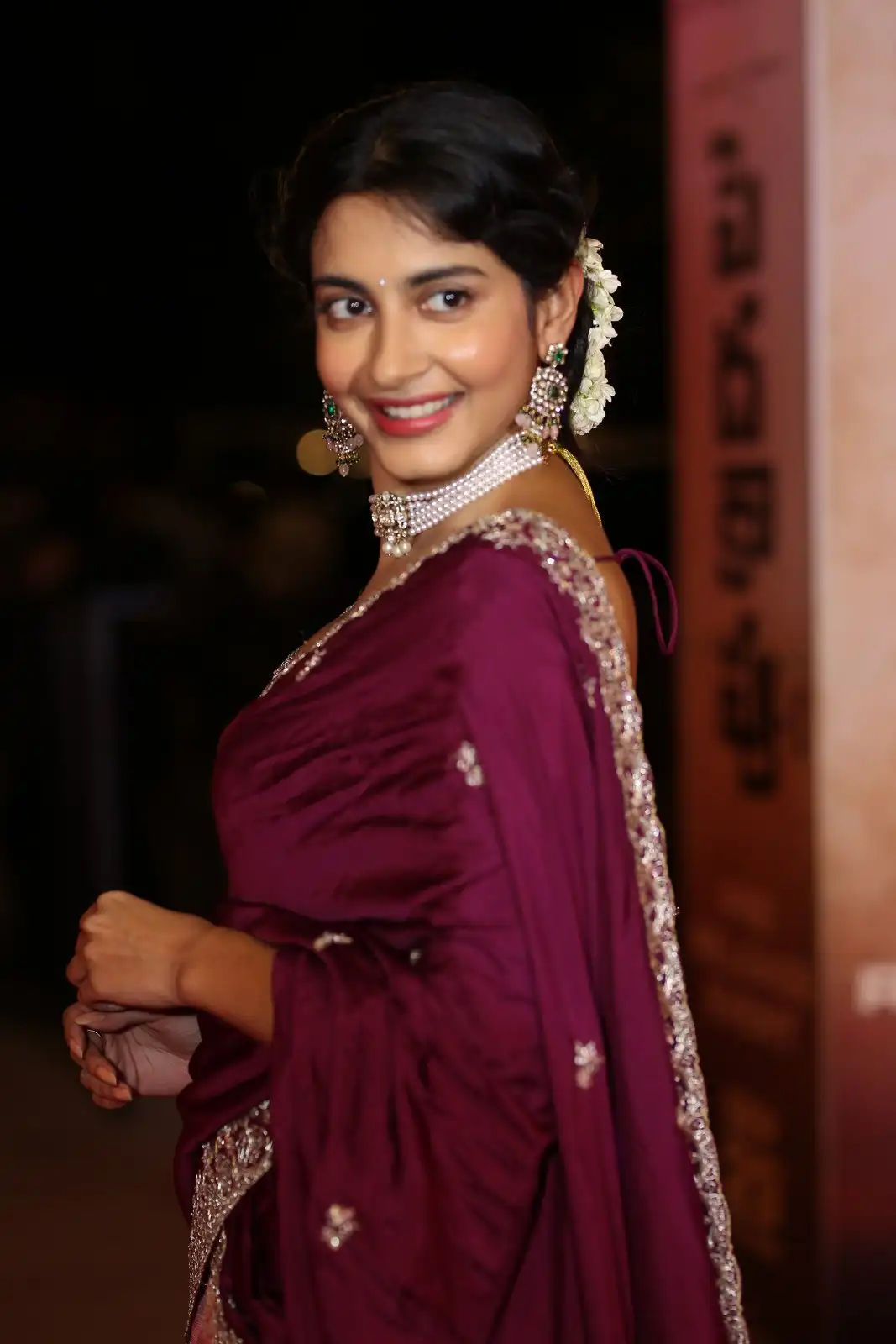 Pragati Srivastava Stunning Looks in Half Saree at Peddha Kapu 1 Movie Pre Release Event