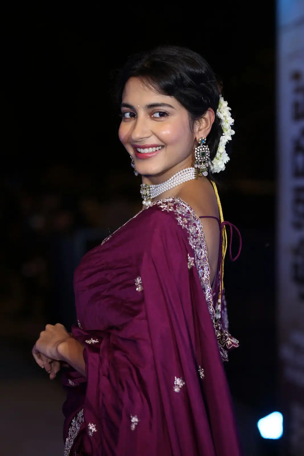 Pragati Srivastava Stunning Looks in Half Saree at Peddha Kapu 1 Movie Pre Release Event