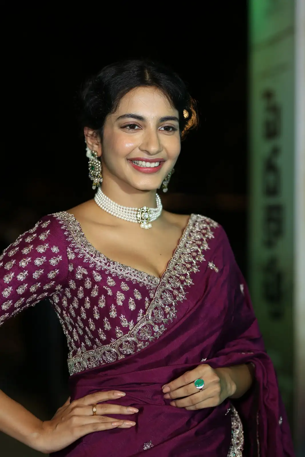 Pragati Srivastava Stunning Looks in Half Saree at Peddha Kapu 1 Movie Pre Release Event