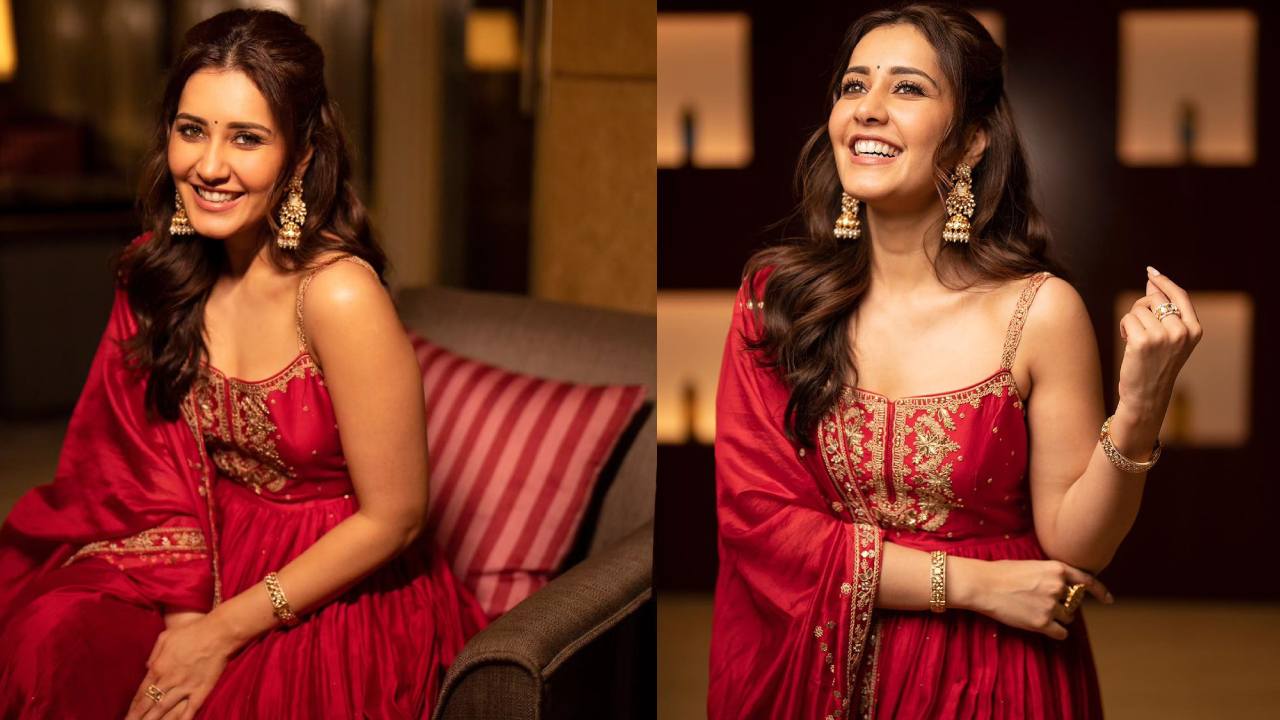 Raashii Khanna : రెడ్ డ్రెస్‌లో ఎర్రని మందారంలా మెరుస్తున్న రాశీఖన్నా..