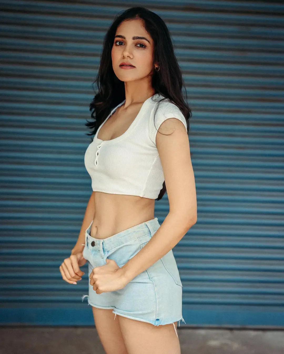 Simran Choudhary Stylish Poses on Bike with Short Dress