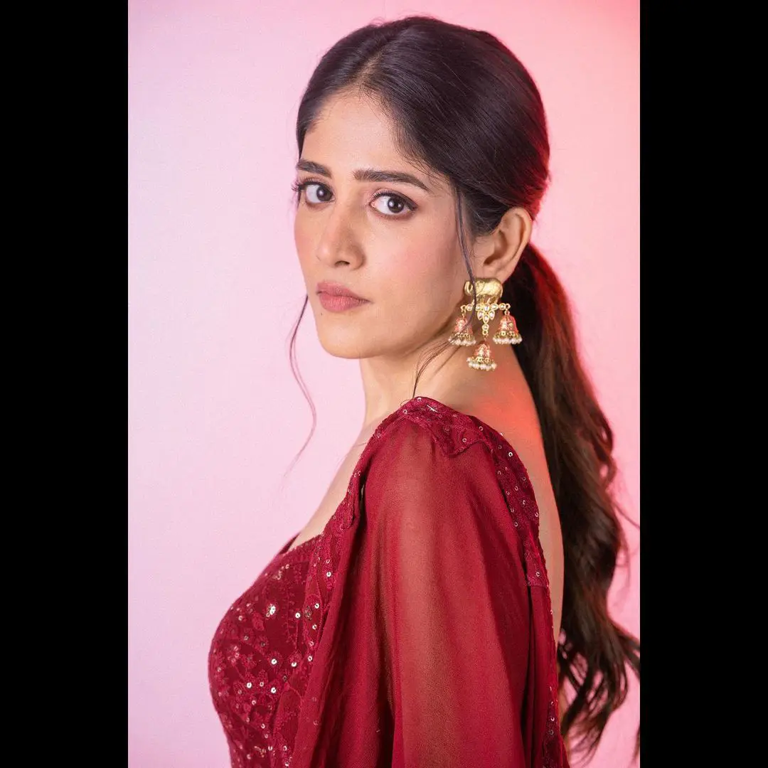 Tollywood Actress Chandini Chowdary Latest Photos in Red Dress