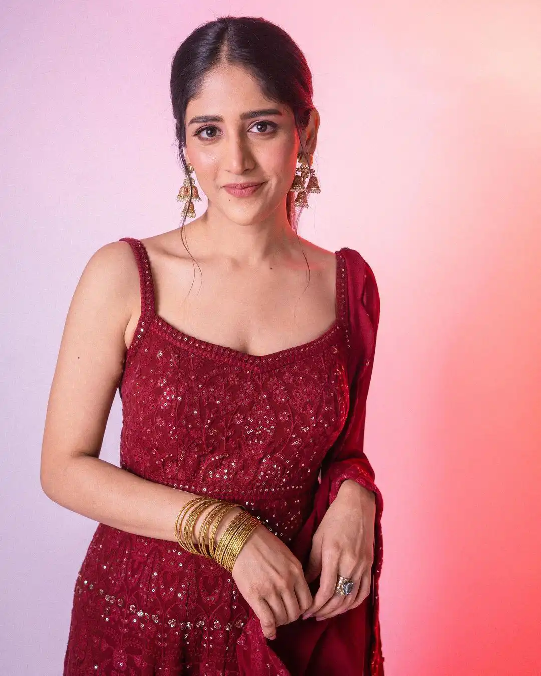 Tollywood Actress Chandini Chowdary Latest Photos in Red Dress