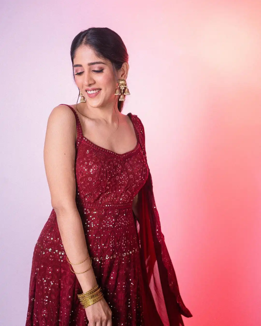 Tollywood Actress Chandini Chowdary Latest Photos in Red Dress