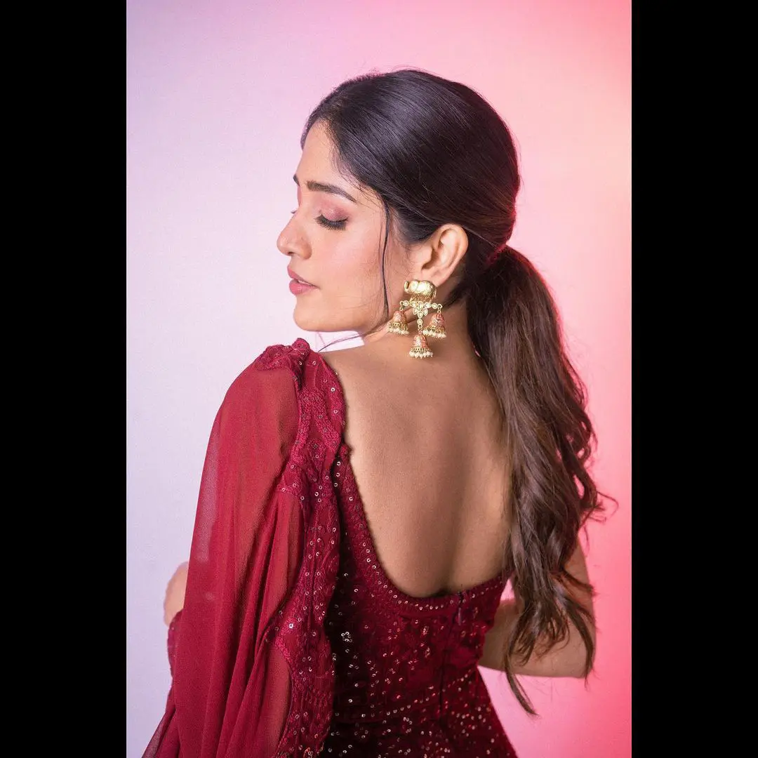 Tollywood Actress Chandini Chowdary Latest Photos in Red Dress