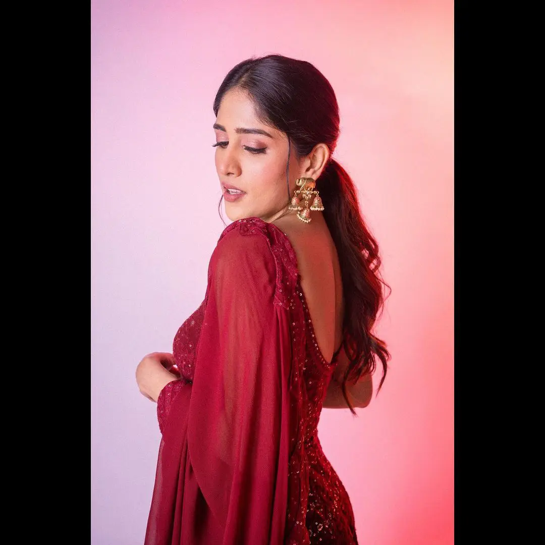 Tollywood Actress Chandini Chowdary Latest Photos in Red Dress