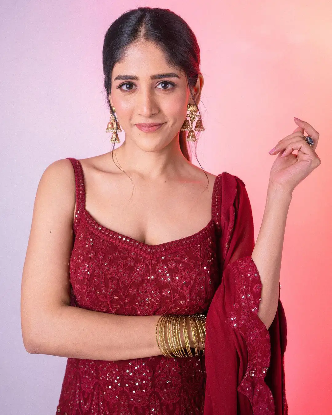 Tollywood Actress Chandini Chowdary Latest Photos in Red Dress