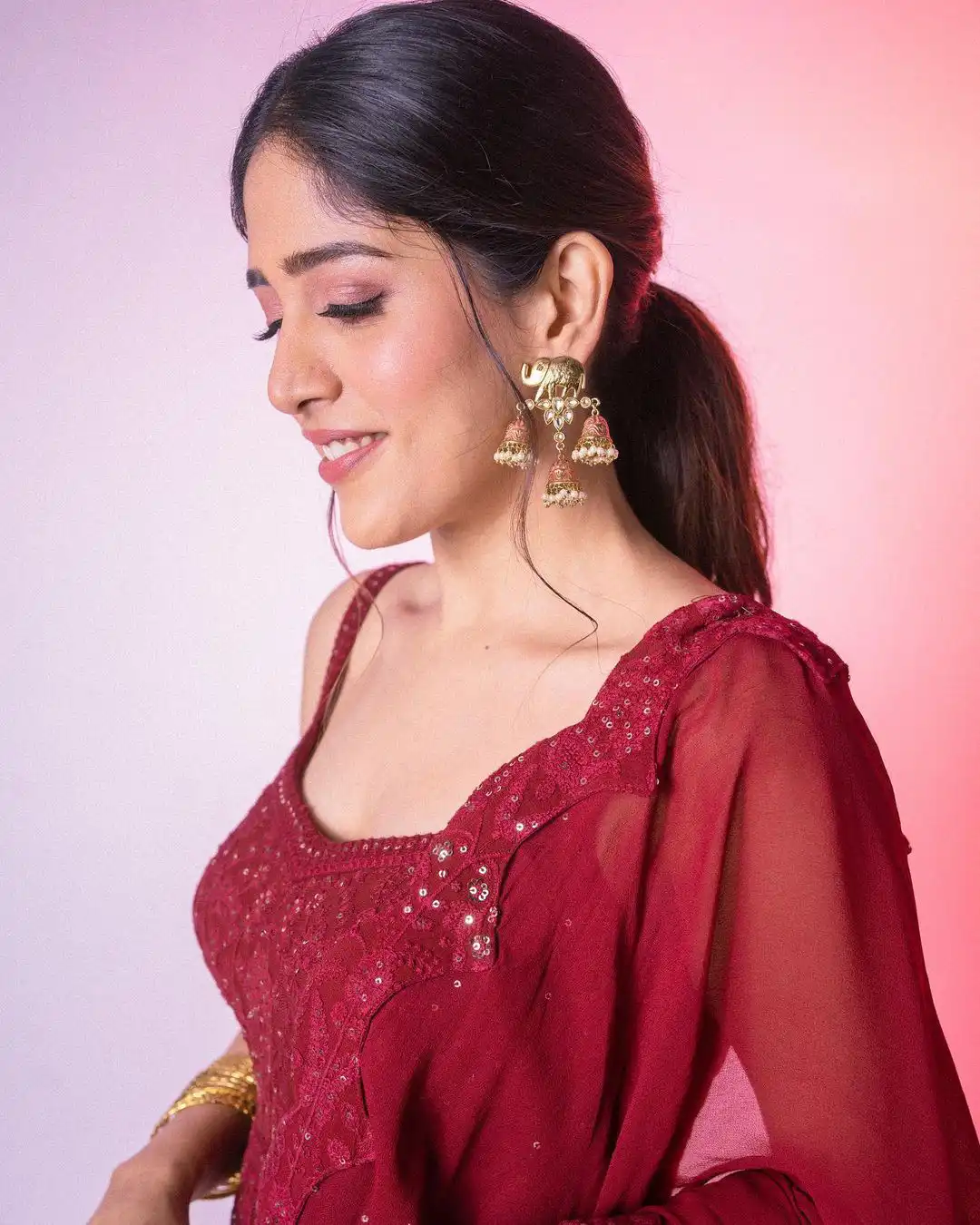 Tollywood Actress Chandini Chowdary Latest Photos in Red Dress