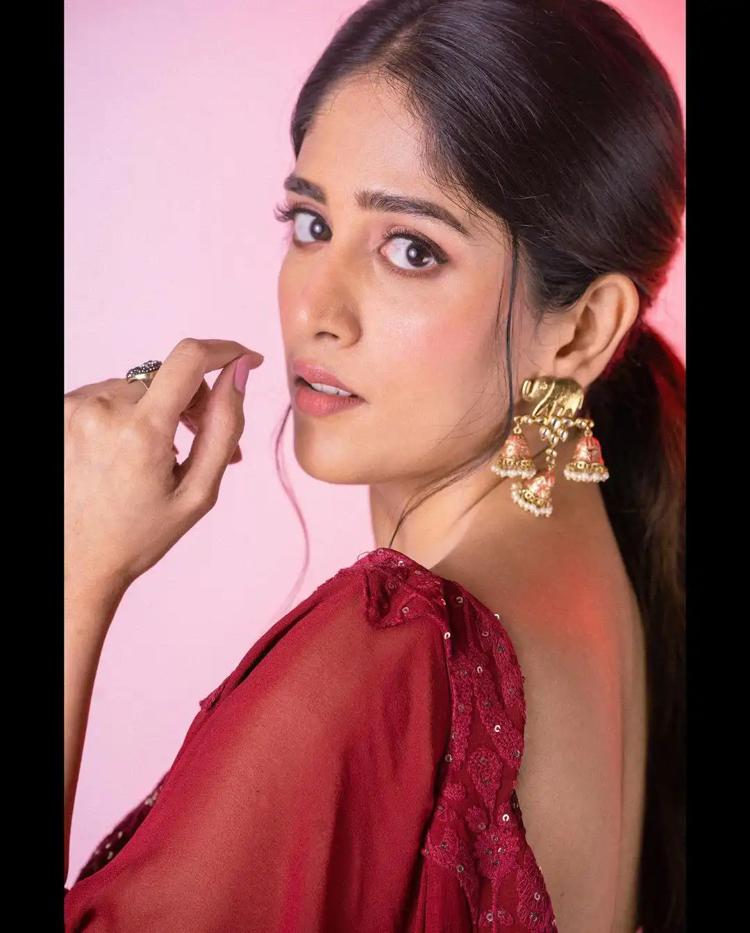 Tollywood Actress Chandini Chowdary Latest Photos in Red Dress