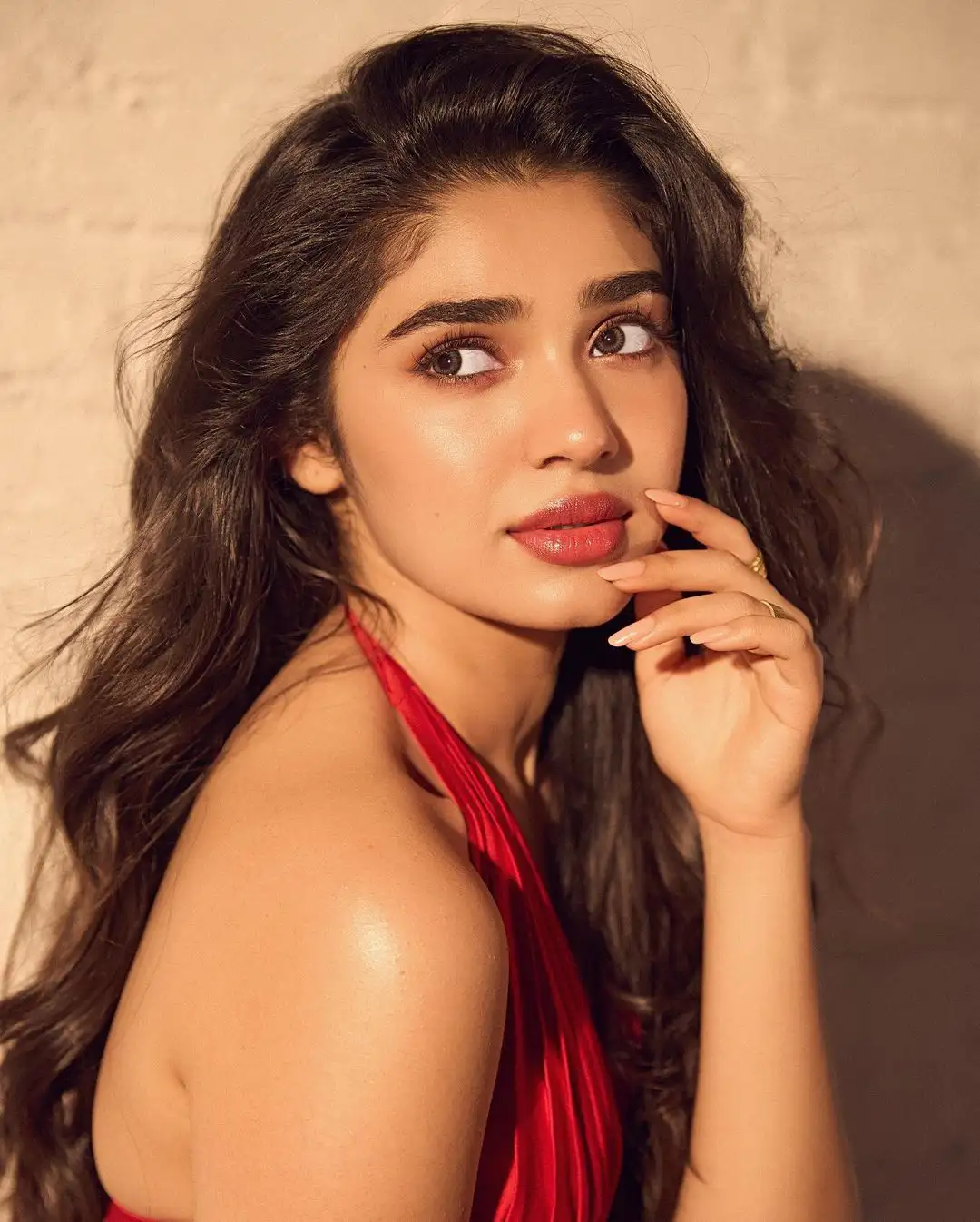 Tollywood Actress Krithi Shetty latest Photos in red dress