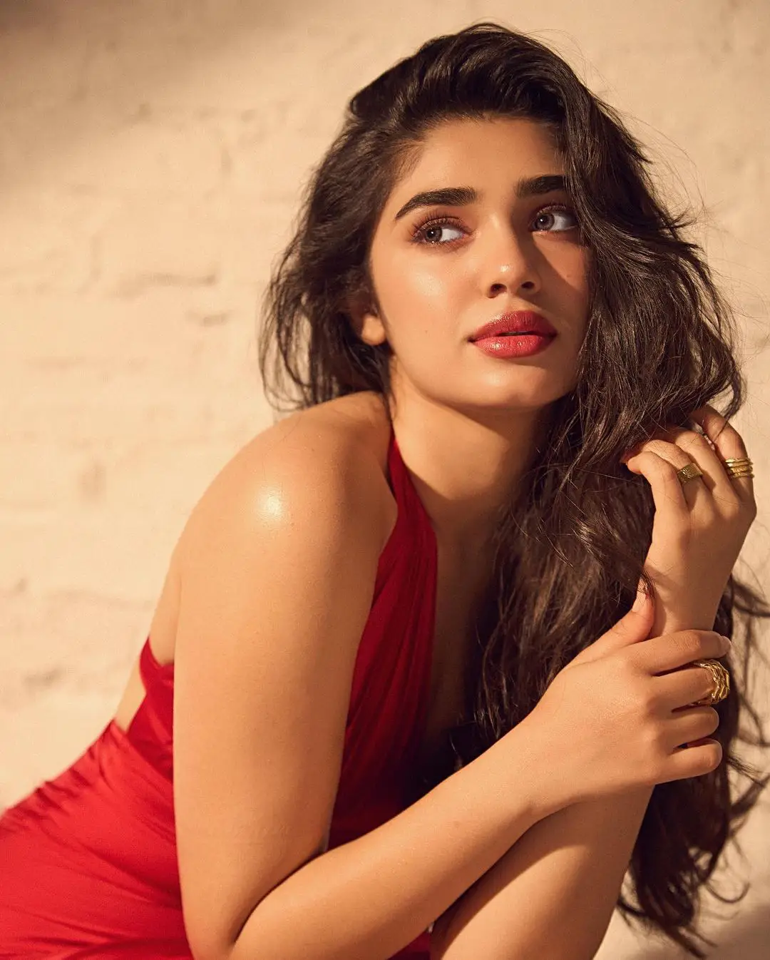 Tollywood Actress Krithi Shetty latest Photos in red dress