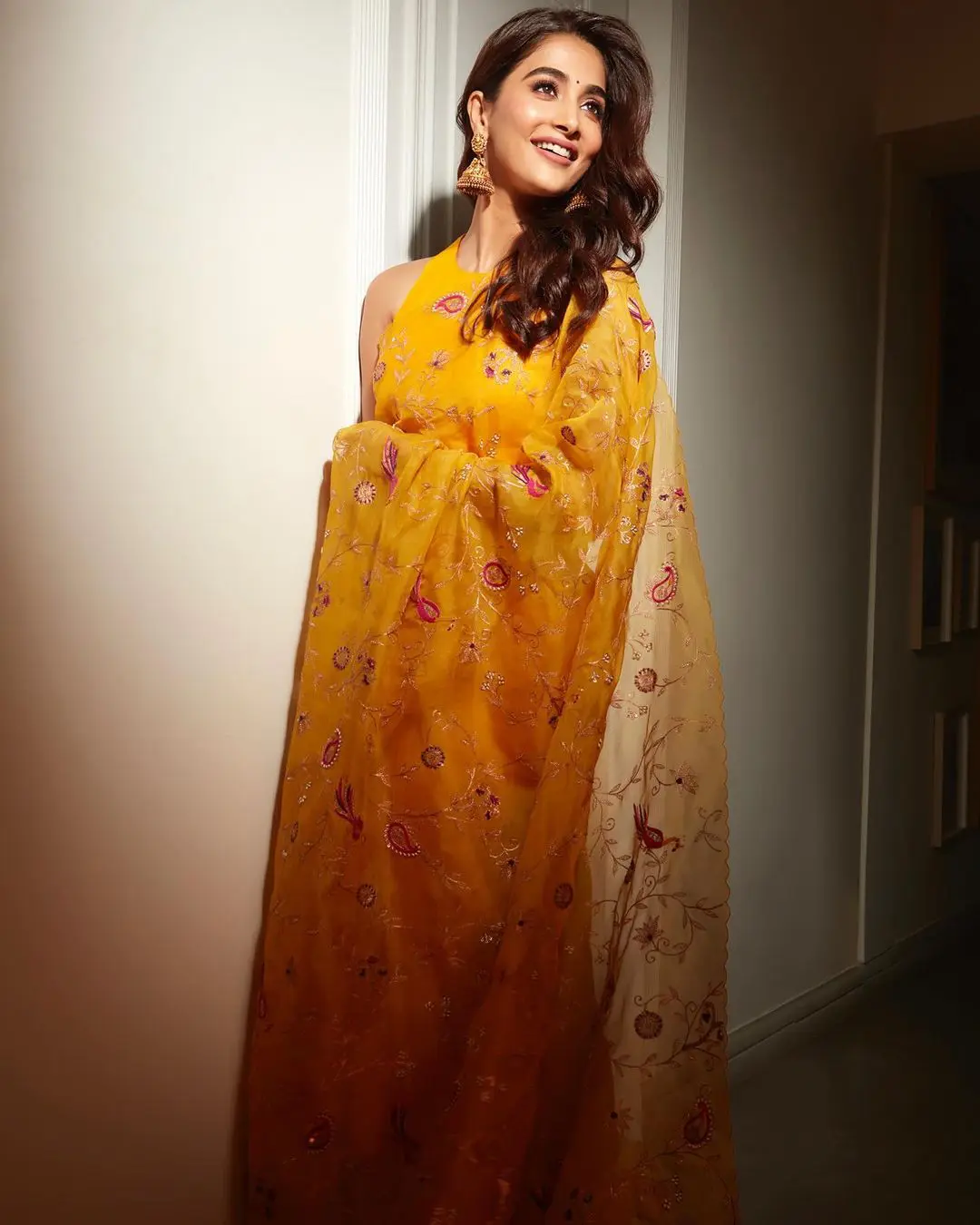 Tollywood Actress Pooja Hegde shares her latest saree photos