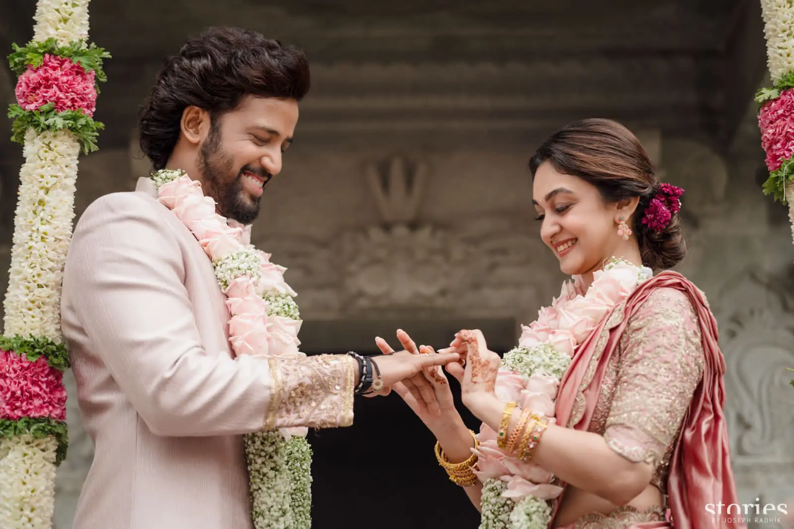 Arjun Sarja Daughter Aishwarya Thambi Ramaiah son Umapathy engagement Photos