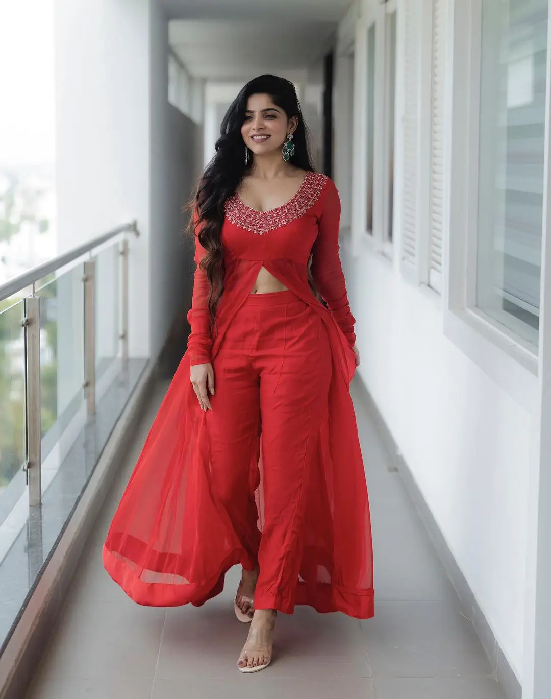 Divya Bharathi Cute Looks in Red Dress