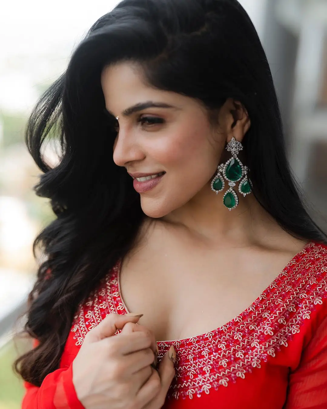 Divya Bharathi Cute Looks in Red Dress