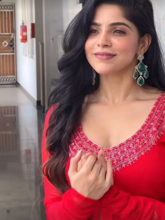 Divya Bharathi Cute Looks in Red Dress